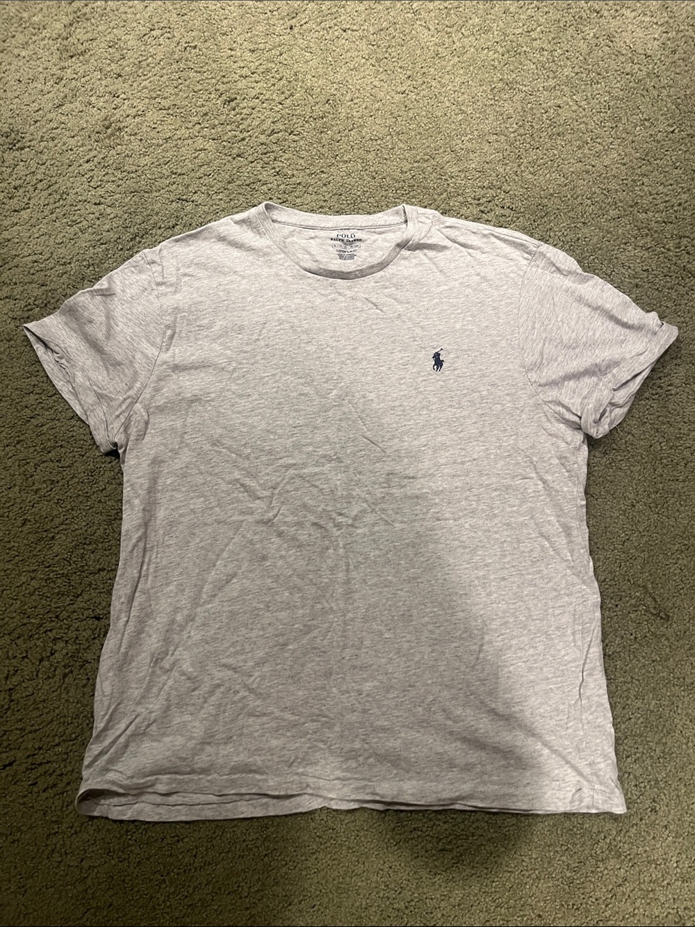 Polo by Ralph Lauren Heather Gray Crewneck T-Shirt with Navy Logo